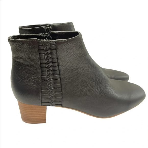 NEW Jack Rogers Tinsley booties black women’s 9M Almond toe wood Stacked heel - Picture 5 of 14